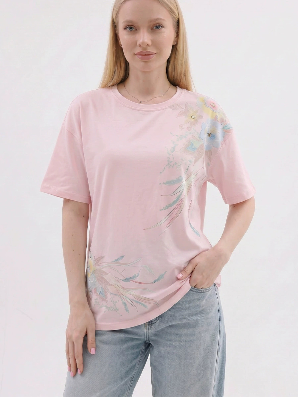 ZARA Fashion Printed Milk Silk Ladies Loose Short Sleeve Tee